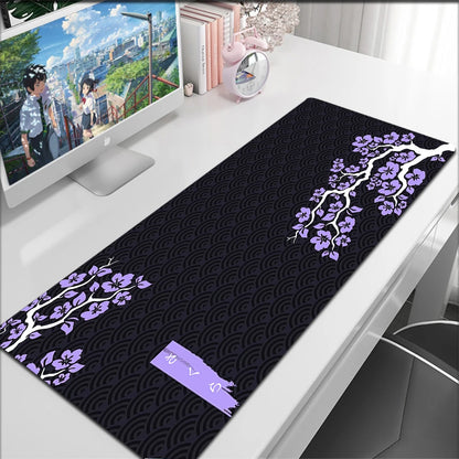 Japanese Cherry Blossom Mouse Pad Gaming XL Home New HD Mousepad XXL Keyboard Pads Office Non-Slip Carpet Purple Sakura Mice Mat