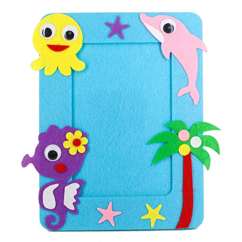 3Pcs/set DIY Cartoon Animal 6 Inch Photo Frame Children Handmade Craft Art Toys for Kids Girl Home Decor Kindergarten Applique