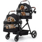 Dog Pushchair Foldable Pet Trolley with 2 Removable Dog Crate Bag for Two Small Dogs Cats Load Capacity Up To 15 Kg Per Level