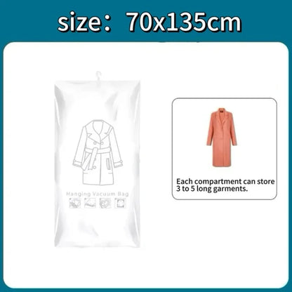 Hanging Vacuum Storage Bags Space Saver Bags Vacuum Seal Storage Bag for Suits Dress Coats Jackets Closet Organizer and Storage