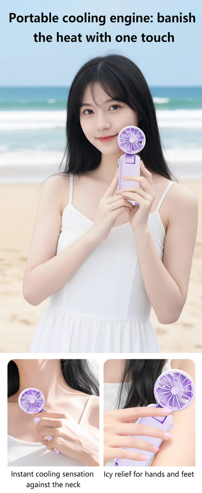 Lenovo Portable Fan Handheld Cooling Fan 100 Levels Foldable Rechargeable Strong Wind Air Cooler Digital Display Long Battery