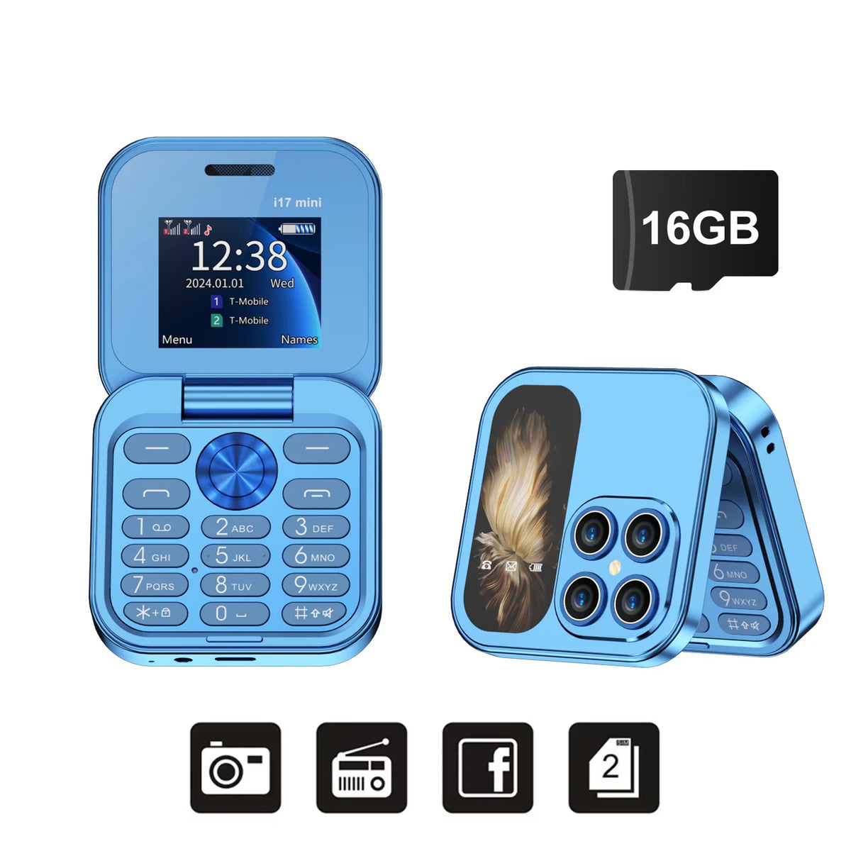 SERVO I17 Mini Dual SIM Card Flip Mobile Phone 2G GSM Magic Voice FM Radio Speed Dial Video Player Flashlight Foldable Cellphone