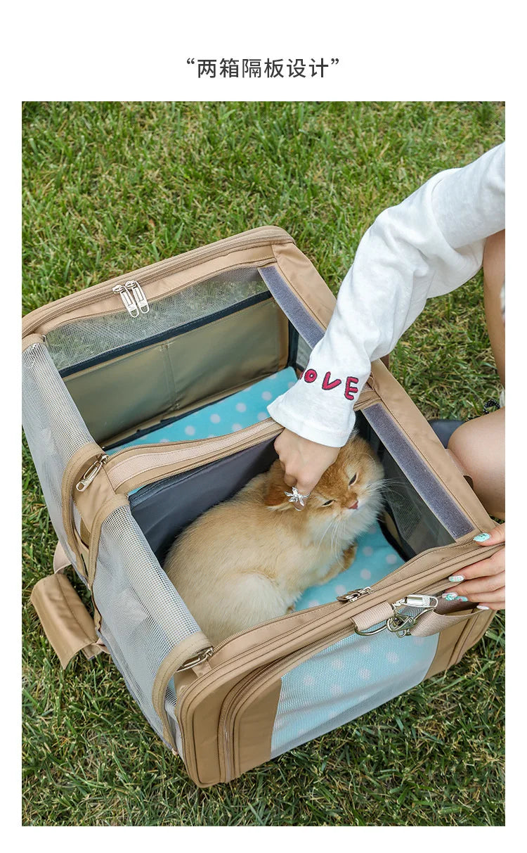 Foldable Lightweight Pet Travel Carrier Bag Breathable with 360° Swivel Wheels for Cats Dogs Portable Outdoor Pet Backpack 2026