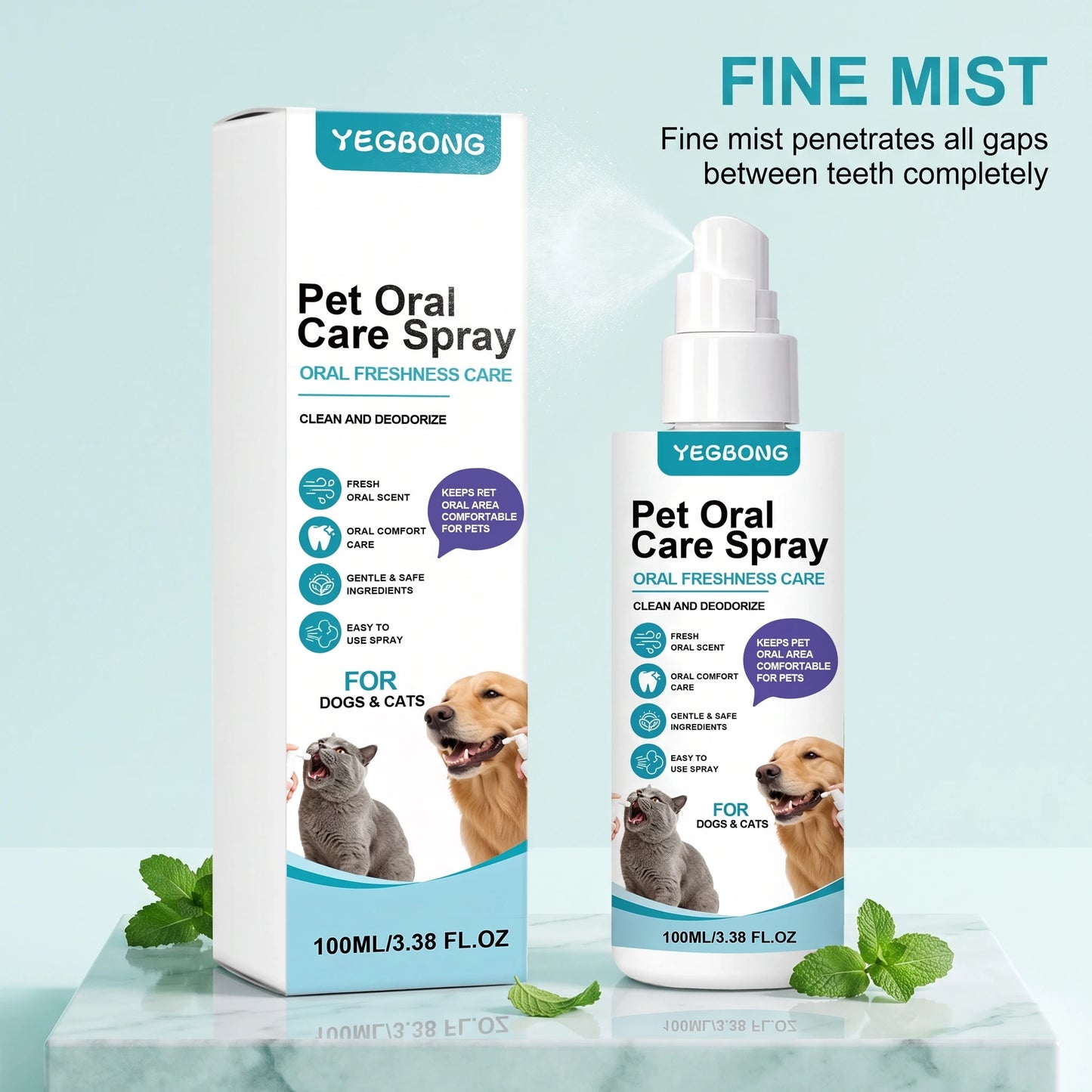 Pet Oral Care Spray Teeth Cleaning Freshing Breath Remove Plaque Tartar Bad Breath Protect Gum No Brushing Pet Dental Care Spray