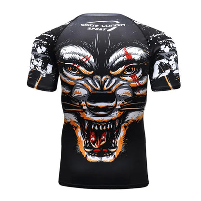 New Men Sports Jiu Jitsu BJJ Suit Gym Fitness Compression Clothes Running Jogging Sport Wear Exercise Workout Rashguard Tights