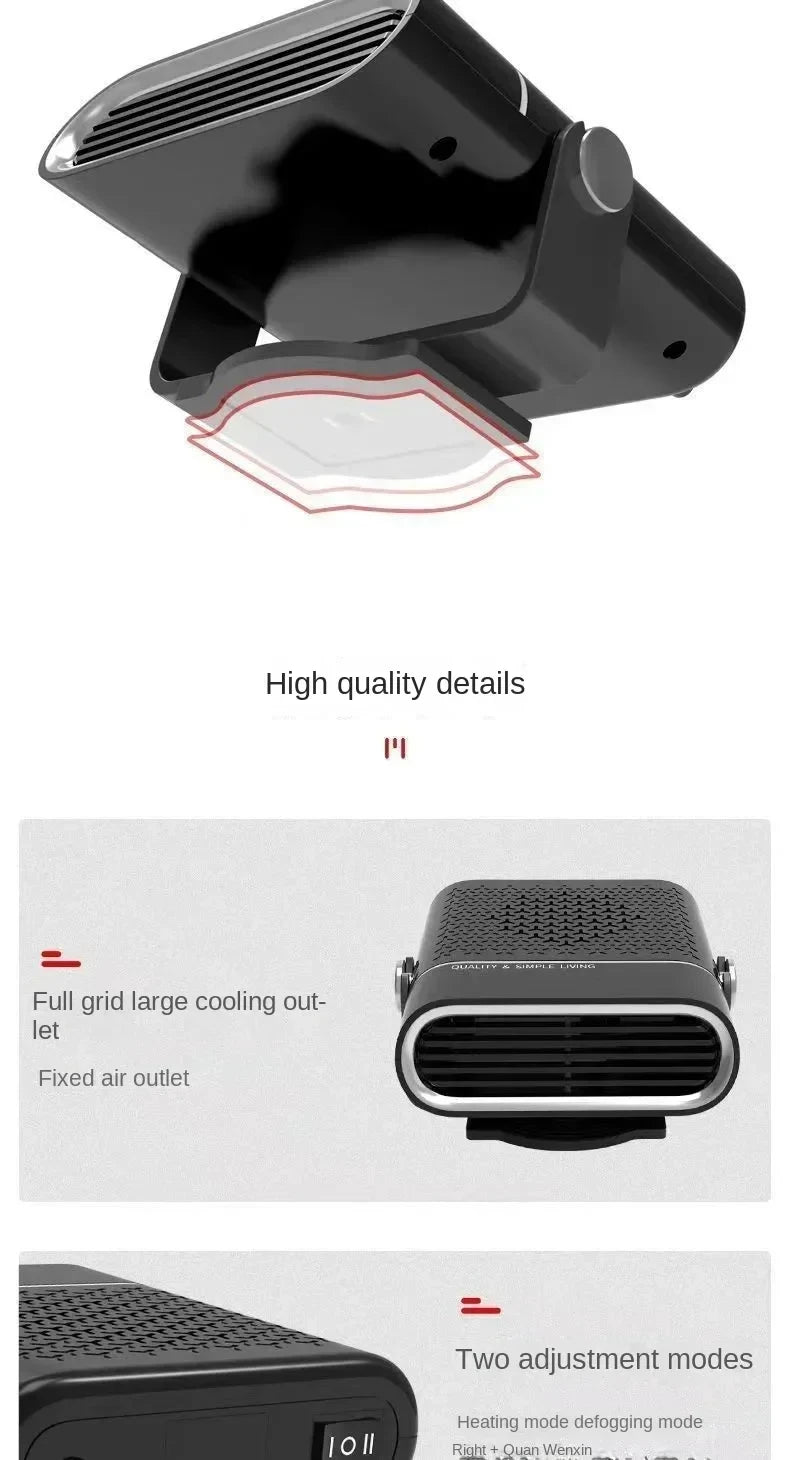 200W Electric Heater Fan 12V/24V Car Heater Cooling Heating Fan Windshield Demister Defroster Car Supplies Car Anti-Fog Heater