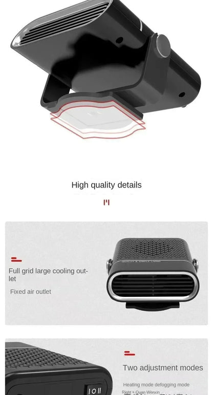 200W Electric Heater Fan 12V/24V Car Heater Cooling Heating Fan Windshield Demister Defroster Car Supplies Car Anti-Fog Heater