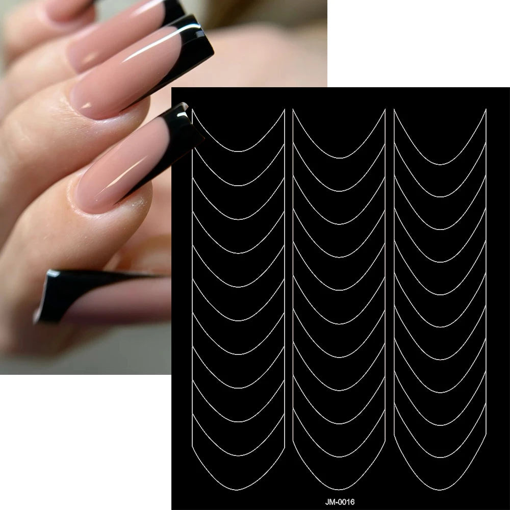 24-Design Airbrush Stencil Nail Stickers 1Pcs Butterfly/Heart/French Line Nail Decal Adhesived DIY Nail Template Airbrush Slider