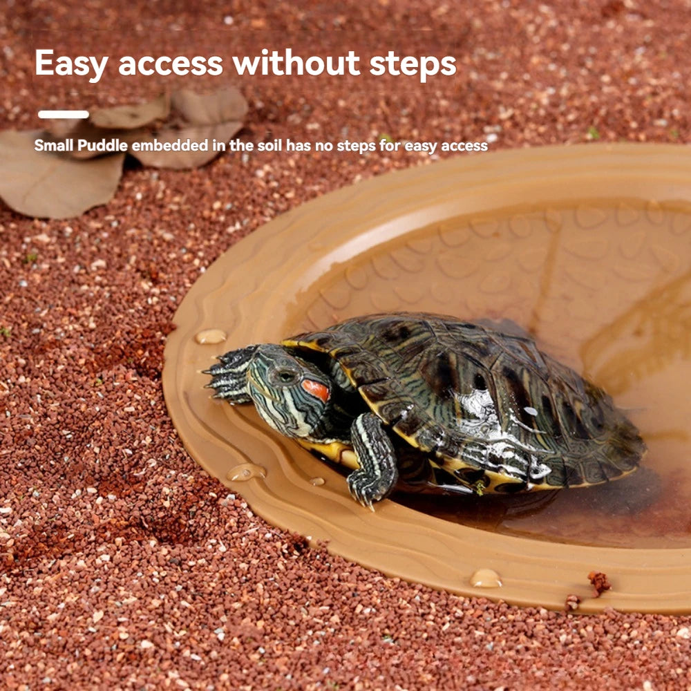 Turtle Bathing Pool Feeding Dish Durable Reptile Water Bowl for Box Turtles Frogs and Pets Easy to Clean Habitat Accessory