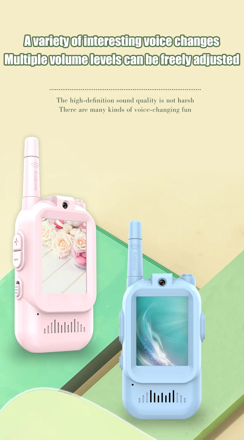 AIRITON JK200 Kids Video Intercom Walkie-talkie Cute Screen Easy Use Rechargeable Large Battery Cute Ham Radio for Gift