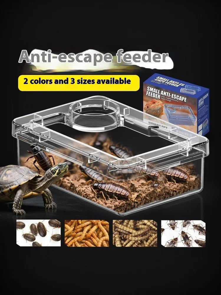 【E】Pet Reptile Lizard Turtle Transparent Feeder Anti-escape Food Bowl Worm Live Container Reptile Pet Bowls Feeder Pet Supplies