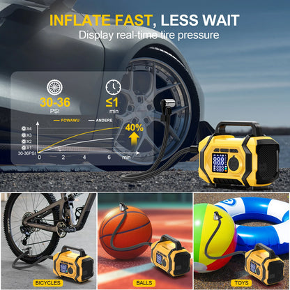 FOWAWU 6000A 26800mAh Jump Starter with Air Compressor,Car Battery Power Bank (ALL Gas/10.0L Diesel), Auto-Shutoff Tire Inflator