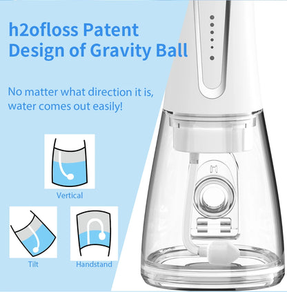 H2ofloss Oral Irrigator Water Flosser 140PSI High Pressure Water-Proof Design 300ml 5 Modes 5 Nozzles for Dental Cleaning