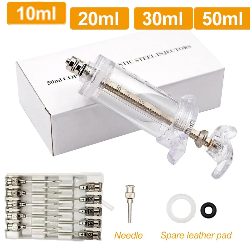 Animal Syringe for Pig Cattle Sheep Stainless Steel  Reusable Syringe Injector Vet Tools Farm Supplies Veterinary  Syringe Hypod