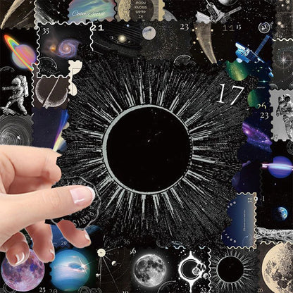 10/30/50pcs Retro Universe Planet Galaxy Stamp Stickers Cool Graffiti Decals for Laptop Luggage Scrapbook Waterproof Sticker Toy