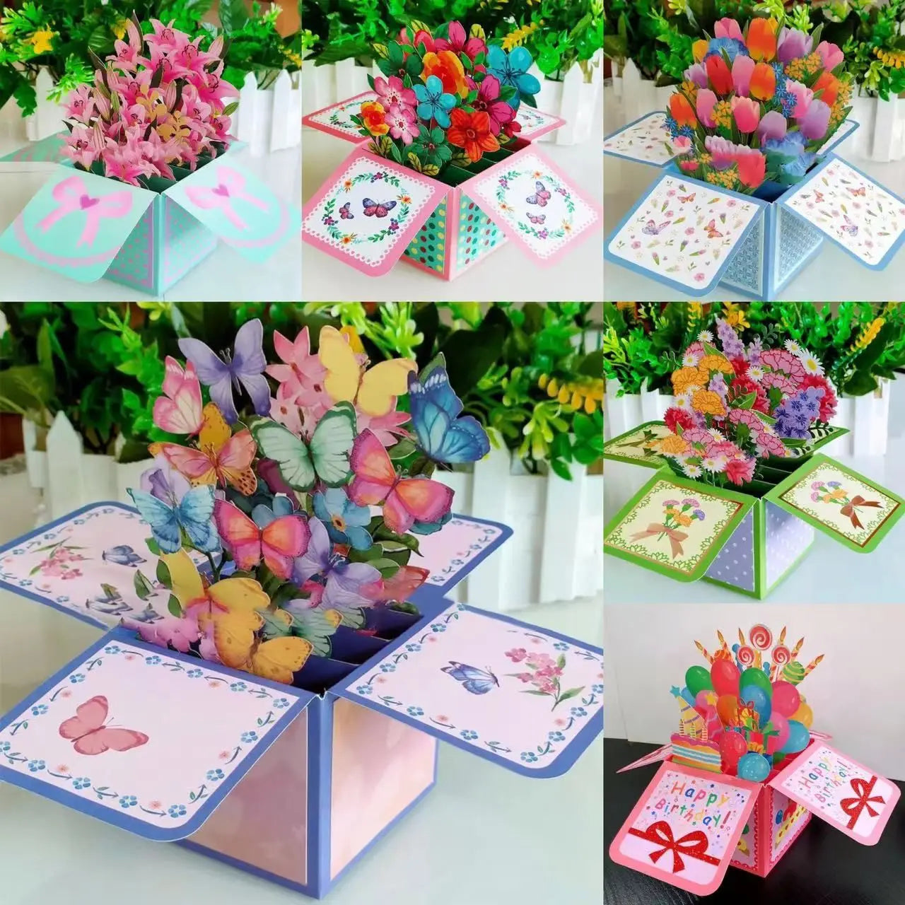 Pop Up 3D Greeting Card Paper Flowers Bouquet Postcard for  Birthday Mothers Father's Day Graduation Wedding Valentine's Day