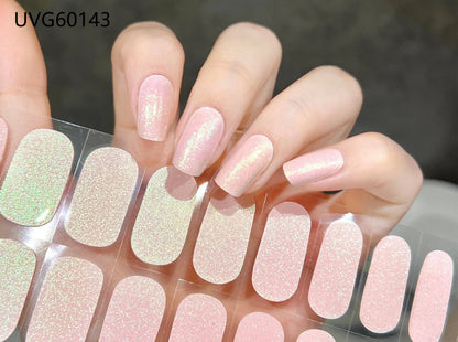 20/22Tips UV Semi cured Gel Nail Stickers Waterproof Long Lasting Full Gel Nail Wraps Press On Nail Decal DIY Manicure