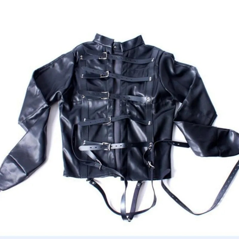 BDSM PU Leather Straitjacket Bondage Body Harness Adult Game Straight Jacket Halloween Clubwear Costume Armbinder Sex Toys Women