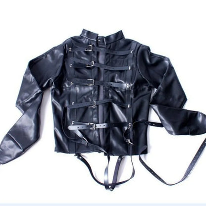 BDSM PU Leather Straitjacket Bondage Body Harness Adult Game Straight Jacket Halloween Clubwear Costume Armbinder Sex Toys Women