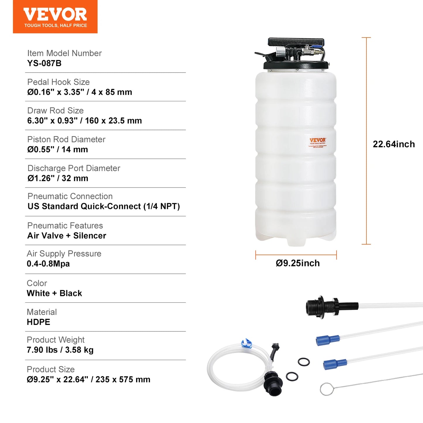SucceBuy 6.5L/15L Pneumatic Fluid Extractor with Suction Hose Oil Changer Fuel Pump for Automotive Fluids Vacuum Evacuation