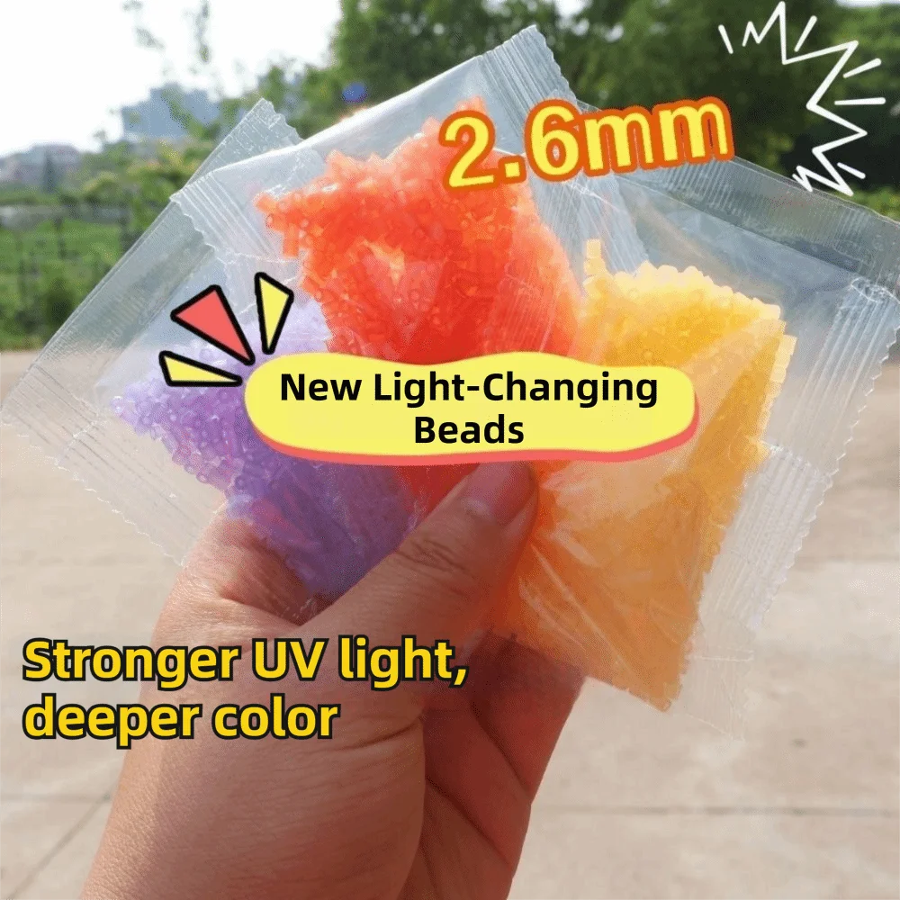 5/8 Colors Color Change Fuse Beads Kit Light Change Temperature Change Perler Beads 2.6mm DIY Craft Melting Beads Gifts