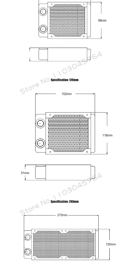 PC Water Cooling Radiator Aluminum For CPU GPU RAM Heatsink Exchanger Fan Cooler 60/80/90/120/240/360mm Black/White