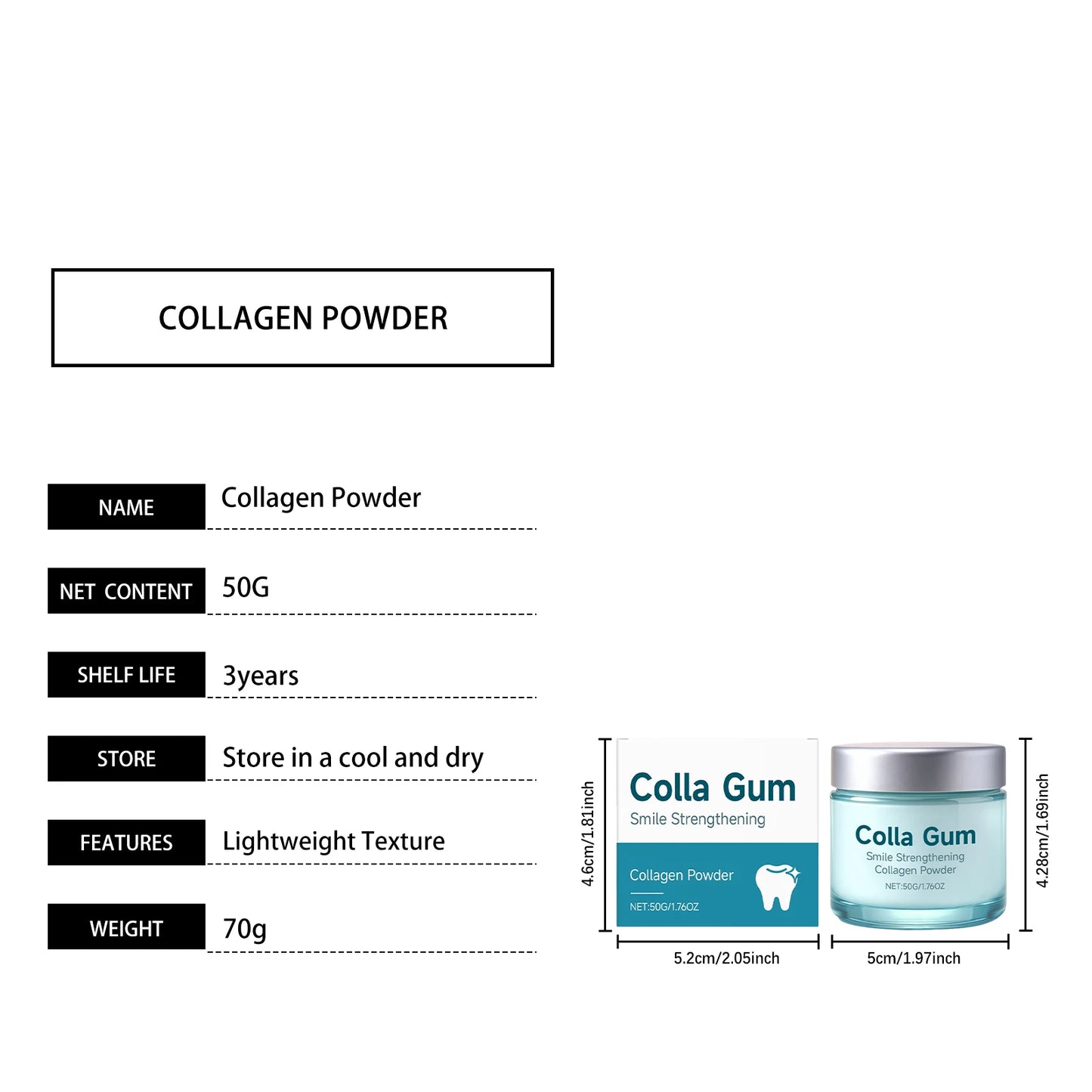 Collagen Tooth Powder Brighten Teeth Soothe Gum Removing Dental Plaque Fresh Breath Relieve Dental Caries Oral Care Teeth Powder