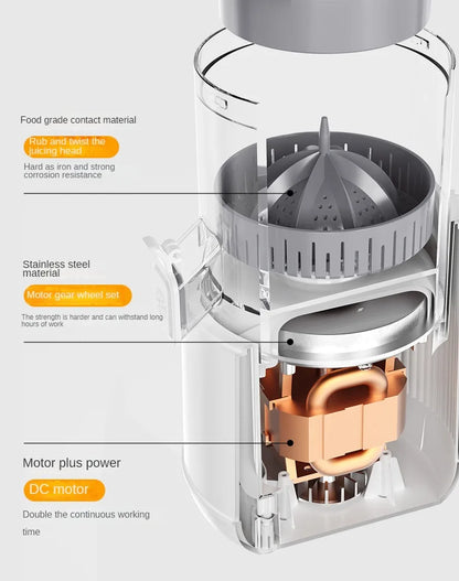 Rechargeable Electric Citrus Juicer Orange Juice Machine Extra Large Caliber Residue Separation