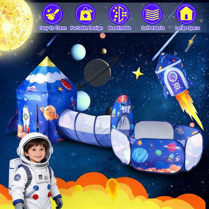IMBABY 3 in 1 Kids Play Tent for Toddler with Baby Ball Pit and Play Tunnel Children Indoor Outdoor Playhouse for Birthday Gifts