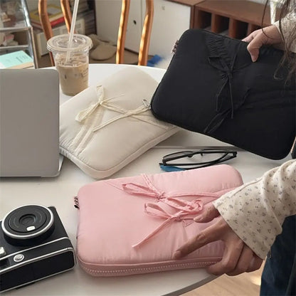 New 11/13/15.6 inch Laptop Sleeve Case Shockproof Bowknot Notebook Cover Ultra Thin Large Capacity Tablet Protective Pouch