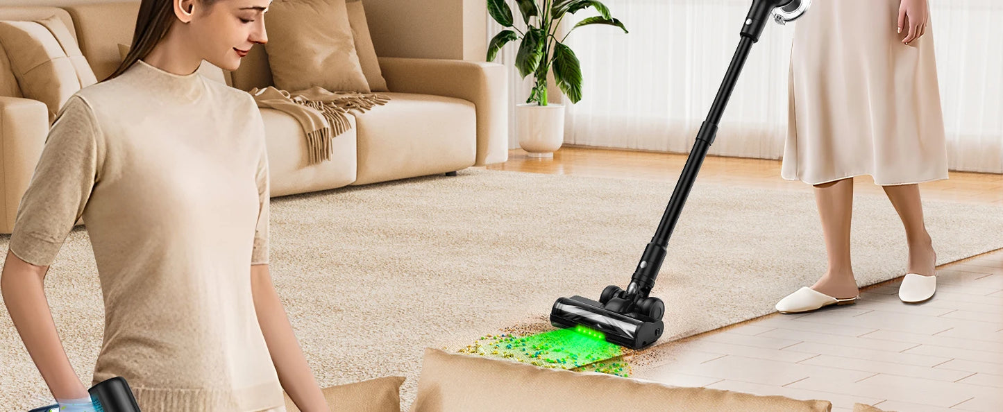 Cordless Vacuum Cleaner, 55Kpa/55min Self-Standing Powerful Stick Lightweight Vacuum Cleaner for Home Pet Hair/Hard Floor/Carpet