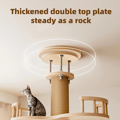 1PC Floor-to-Ceiling Sisal Cat Tree, Multi-Level Design with Hammock, Space Capsule & Observation Perch, Indoor Cat Toy