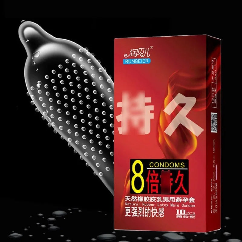 Ultra Sensitive Condom with Mace Pointed Design 10 PCS Lubricated Latex Condom Natural Feeling Safety Sex Accessories