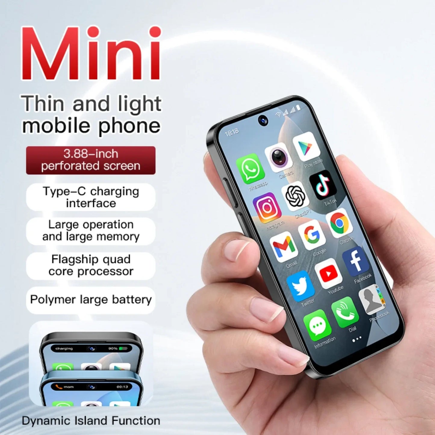 SOYES XS19 3G Mini Smartphone Android 10.0 Dual SIM Standby 3.88 Inch HD Mobile Phone 2GB+16GB 2000mAh Small Cell Phones Face ID