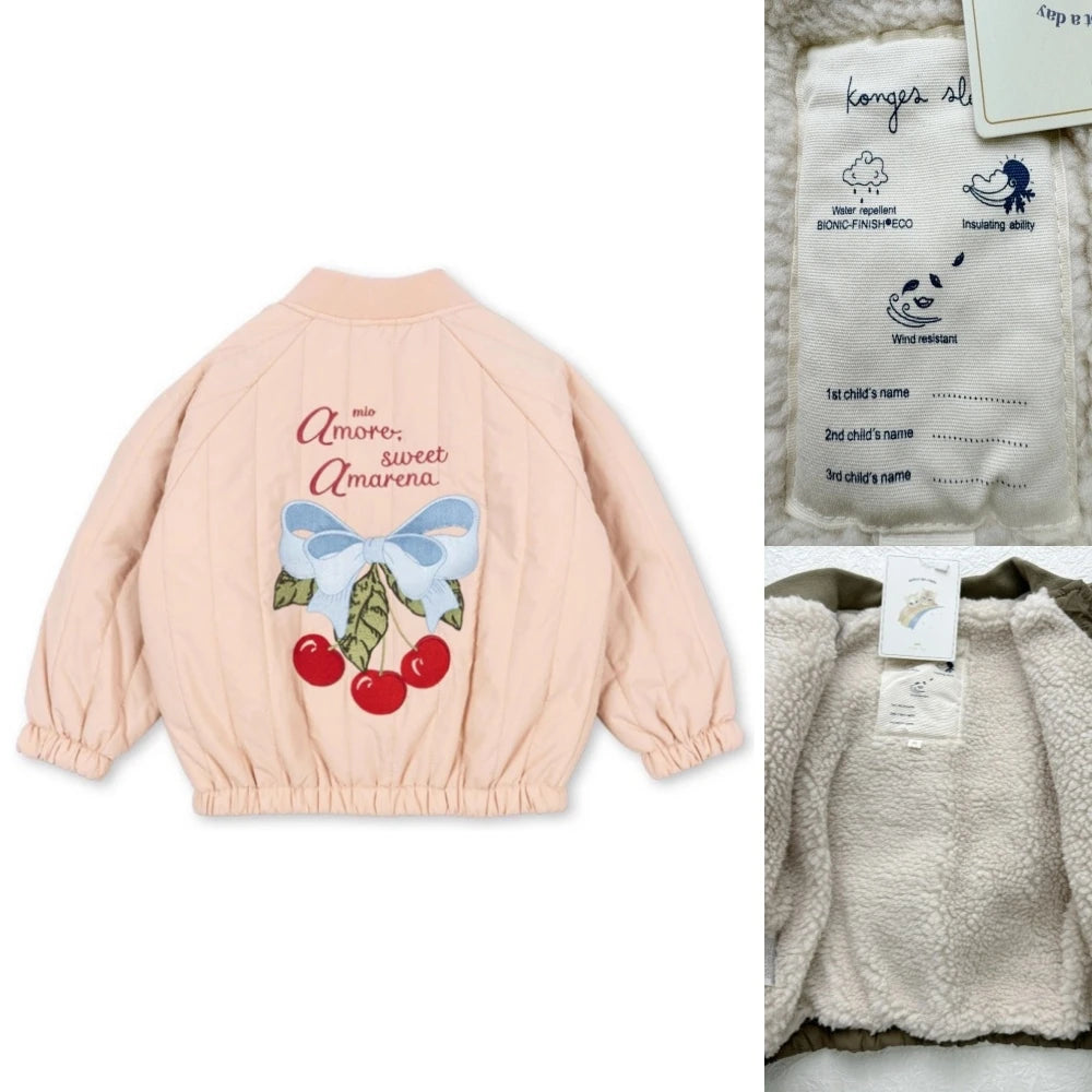 2025 KS Brand Winter Baby Boys Lambswool Jackets Vest Kids Clothes Girls Cherry Jackets Outerwear Coats Flight Suit Jackets 1-9Y