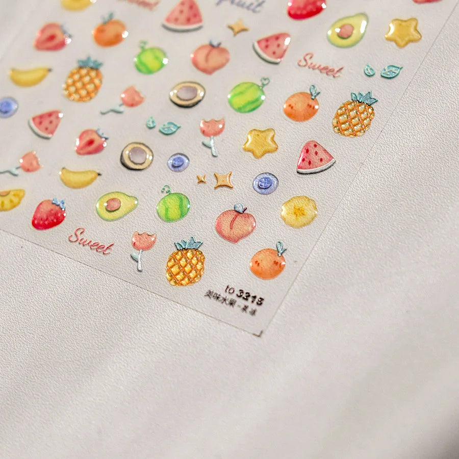 Line Flower Powder Blusher Love Heart High Quality Jelly Series Adhesive Nail Sticker Nail Art Decoration Decals Design T-2830