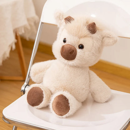Adorable Highland Cattle Plush Toy 45cm - Huggable Running Cow Stuffed Animal Made with Premium Soft Fabric, Soothing Companion