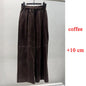 Retro Suede Leather Cropped Pants for Women Femae Genuine Leather Wide Leg Floor Long Trousers Straight Cylinder Spodnie Damskie