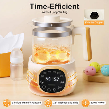 1.3L Baby Bottle Warmer 72H Constant Temperature & 5Min Memory Fast Heating & 45dB Quiet for Milk Formula & Food