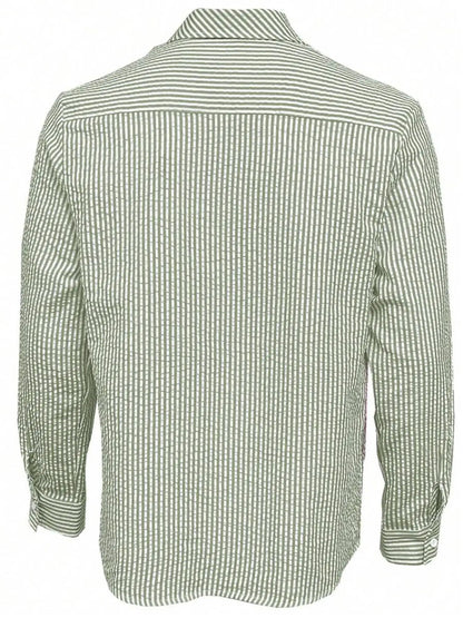 Men's Long Sleeve Striped Shirt with Loose Fit Stylish Comfortable Casual Wear for All Seasons Ideal for Outdoor Activities