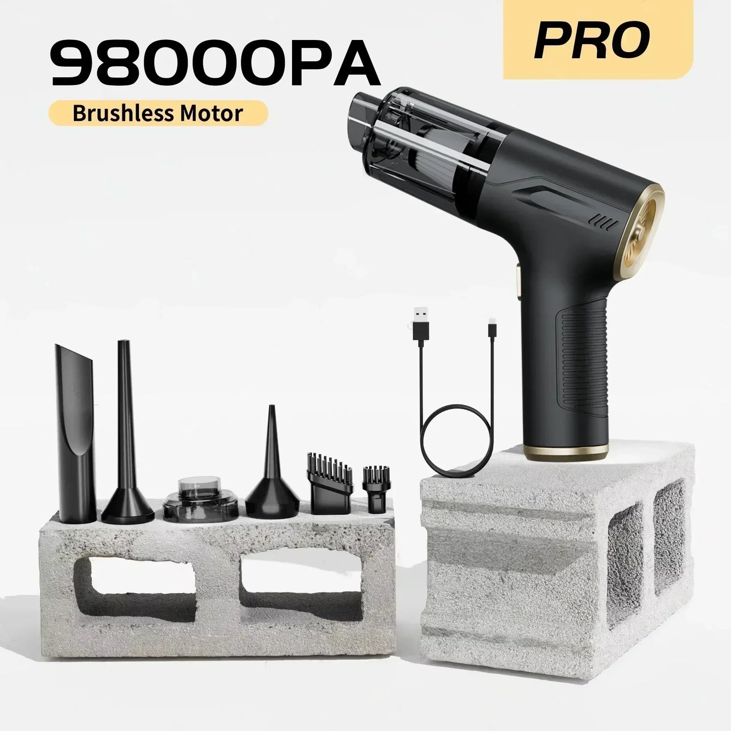 CENRR 980000PA Mini Car Vacuum Cleaner Strong Scution Powerful Wireless Car Cleaner HandHeld  Air Gun Portable Vacuum Cleaner