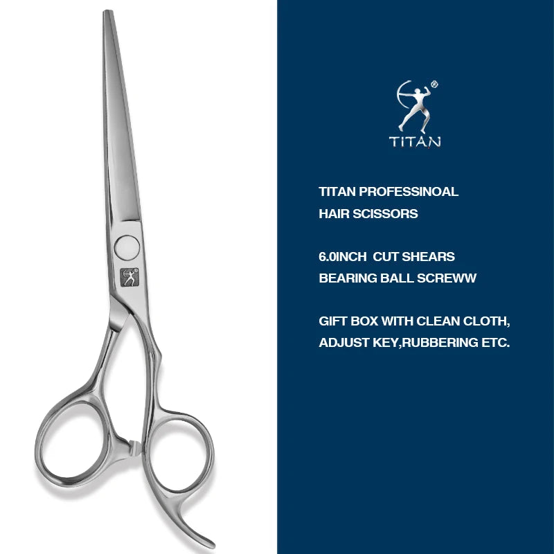 TITAN Professional Laser Wire Hair Scissors Haircut Scissor Cut Barber Cutting Shears Hairdresser Scissors JP 440C Steel 6 Inch