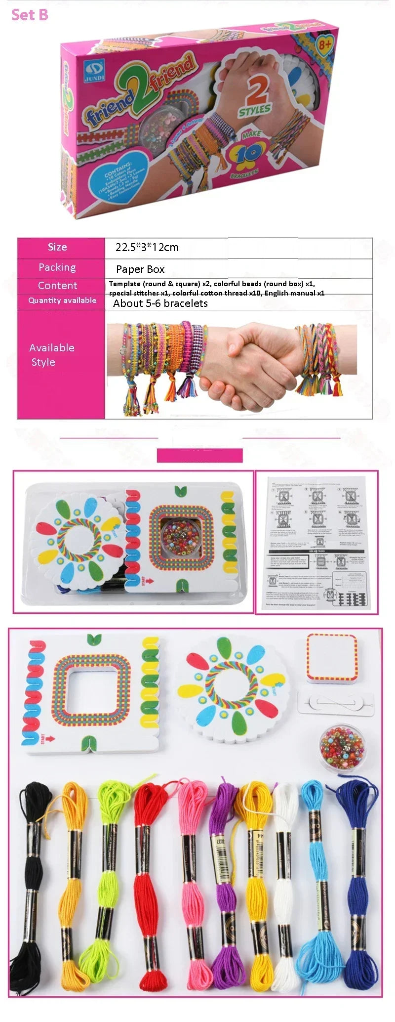 DIY Bracelet Making Kit Jewellery Making Kit Arts for Kids Friendship Craft Kit for 5-12 Years Old Kid Girls Toys Christmas Gift