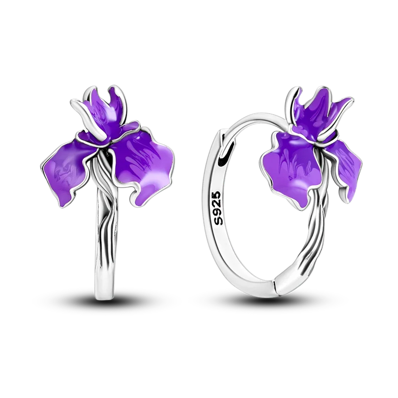 925 Sterling Silver Earrings Jewelry Hoop Flower Ear Studs Campanula Sparkling Pave Earring Wedding Gift For Women Anniversary