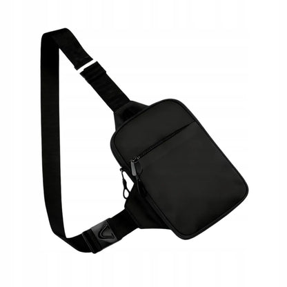 Minimalist Men Mini Sling Bag Tactical Techwear Crossbody Chest Pack Waterproof Matte Black Sport Shoulder Purse with Quick Release Buckle