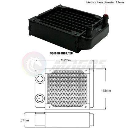 PC Water Cooling Radiator Aluminum For CPU GPU RAM Heatsink Exchanger Fan Cooler 60/80/90/120/240/360mm Black/White