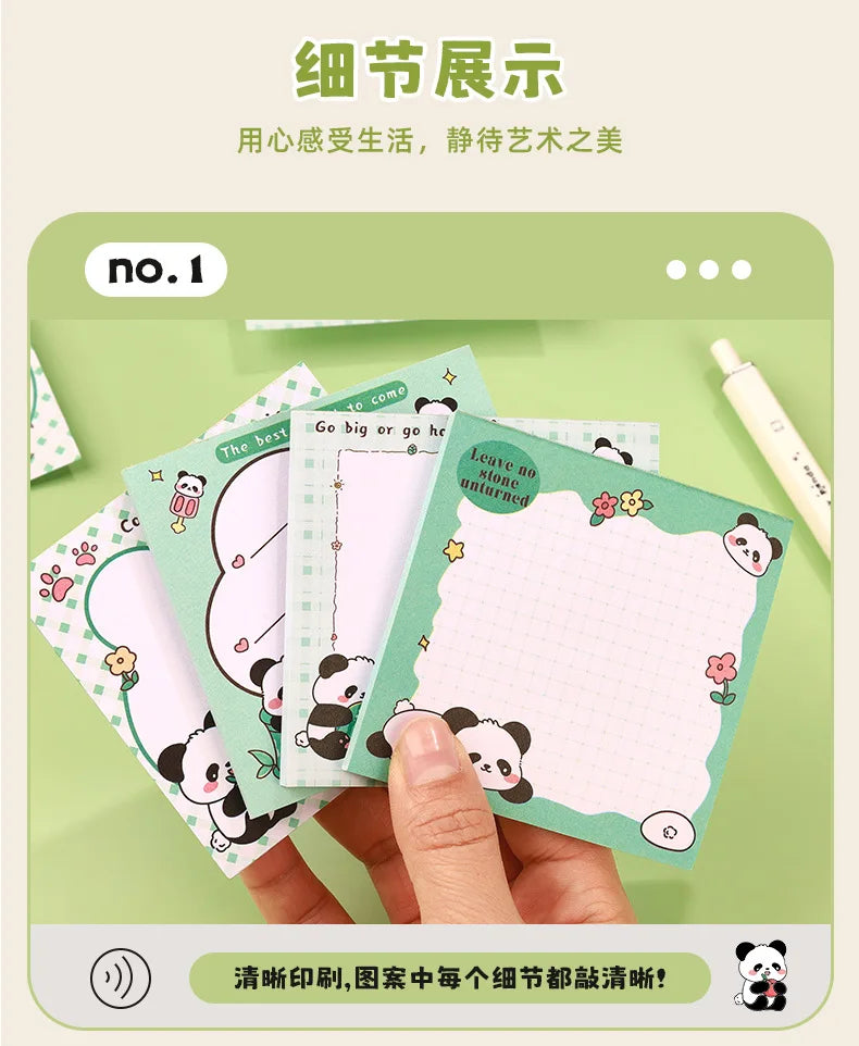 200sheets Panda Memo Pads Cute Animal Note Pads No Adhesive for Students Aesthetic Office School Supplies Bulk Notebook Labels
