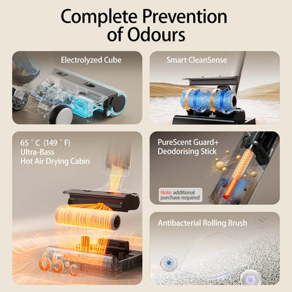UWANT D500 Wet Dry Vacuum Cleaner 17000Pa Suction 180°Lay-Flat Cordless Mop AI Self-Cleaning 65°C Drying Triple-Sided Edge