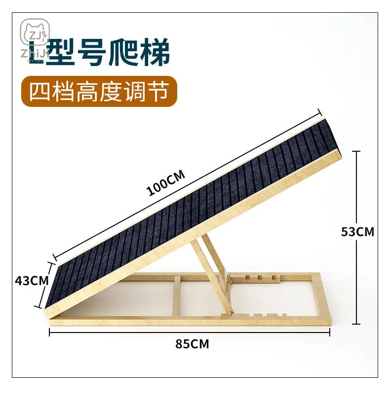 Solid Wood Dog Ramp for Bed Couch Non Slip Pet Stairs Senior Small Dogs Cat Climbing Ladder Gentle Slope Elderly Pets Indoor