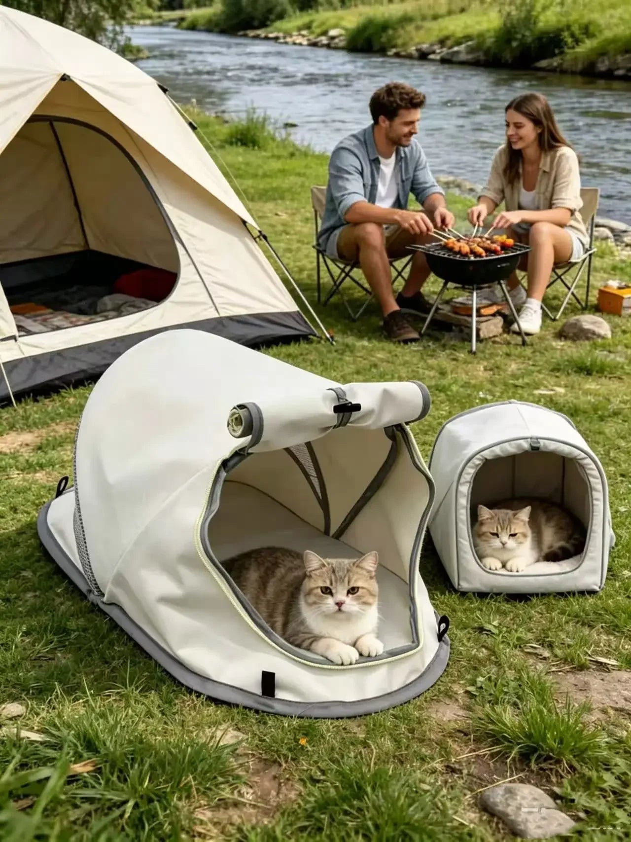 Pet Tent Portable Outdoor Camping Sun Protection Shelter for Puppy Kitten Small Animals Foldable Breathable Mesh House Travel